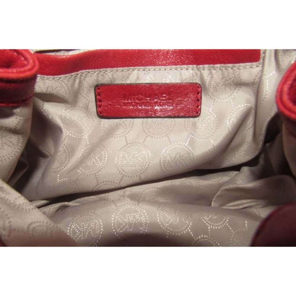 Michael Kors Circular Red Leather Crossbody - Picture 3 of 12